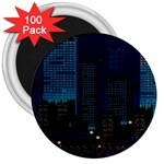 City Building Pixel Art Vaporwave 3  Magnets (100 pack) Front