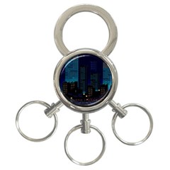 City Building Pixel Art Vaporwave 3-ring Key Chain by danenraven