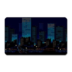 City Building Pixel Art Vaporwave Magnet (rectangular) by danenraven