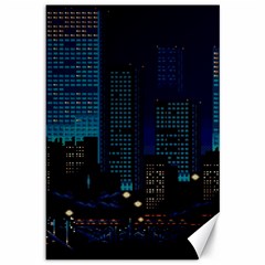 City Building Pixel Art Vaporwave Canvas 12  X 18  by danenraven