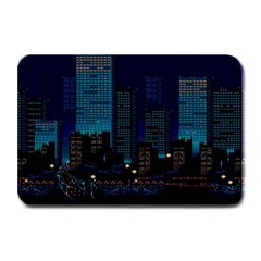 City Building Pixel Art Vaporwave Plate Mats by danenraven