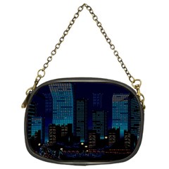 City Building Pixel Art Vaporwave Chain Purse (one Side) by danenraven