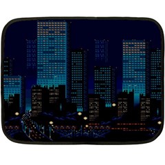 City Building Pixel Art Vaporwave Fleece Blanket (mini) by danenraven