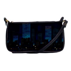 City Building Pixel Art Vaporwave Shoulder Clutch Bag by danenraven