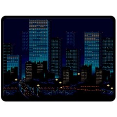 City Building Pixel Art Vaporwave Fleece Blanket (large)  by danenraven