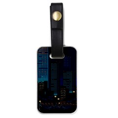 City Building Pixel Art Vaporwave Luggage Tag (one Side) by danenraven