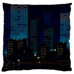 City Building Pixel Art Vaporwave Large Cushion Case (one Side) by danenraven