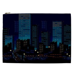 City Building Pixel Art Vaporwave Cosmetic Bag (xxl) by danenraven