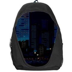 City Building Pixel Art Vaporwave Backpack Bag by danenraven