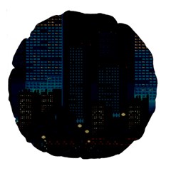 City Building Pixel Art Vaporwave Large 18  Premium Round Cushions by danenraven