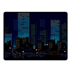 City Building Pixel Art Vaporwave Double Sided Fleece Blanket (small)  by danenraven