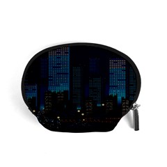 City Building Pixel Art Vaporwave Accessory Pouch (small) by danenraven