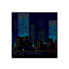 City Building Pixel Art Vaporwave Satin Bandana Scarf 22  X 22  by danenraven