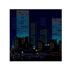 City Building Pixel Art Vaporwave Square Satin Scarf (30  X 30 ) by danenraven