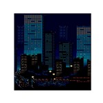 City Building Pixel Art Vaporwave Square Satin Scarf (30  x 30 ) Front