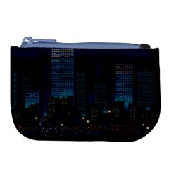 City Building Pixel Art Vaporwave Large Coin Purse by danenraven