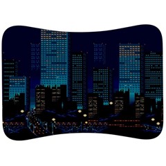 City Building Pixel Art Vaporwave Velour Seat Head Rest Cushion by danenraven