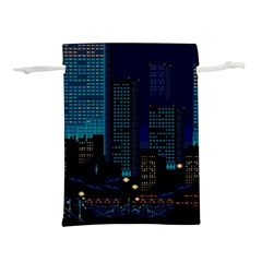 City Building Pixel Art Vaporwave Lightweight Drawstring Pouch (l) by danenraven