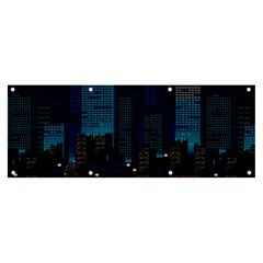 City Building Pixel Art Vaporwave Banner And Sign 8  X 3 