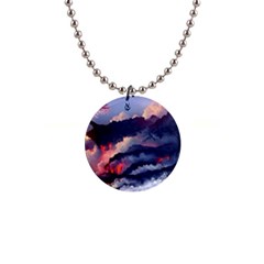 Cherry Blossom Tree On Cliff Digital Wallpaper Cherry Blossom On Cliff Mountain Nature 1  Button Necklace by danenraven