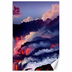 Cherry Blossom Tree On Cliff Digital Wallpaper Cherry Blossom On Cliff Mountain Nature Canvas 24  X 36  by danenraven