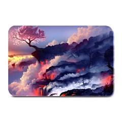 Cherry Blossom Tree On Cliff Digital Wallpaper Cherry Blossom On Cliff Mountain Nature Plate Mats by danenraven