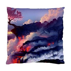 Cherry Blossom Tree On Cliff Digital Wallpaper Cherry Blossom On Cliff Mountain Nature Standard Cushion Case (one Side)