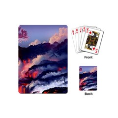 Cherry Blossom Tree On Cliff Digital Wallpaper Cherry Blossom On Cliff Mountain Nature Playing Cards Single Design (mini) by danenraven