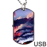 Cherry Blossom Tree On Cliff Digital Wallpaper Cherry Blossom On Cliff Mountain Nature Dog Tag USB Flash (Two Sides) Front