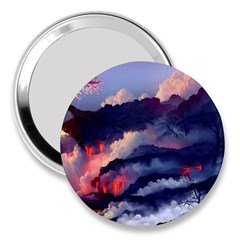 Cherry Blossom Tree On Cliff Digital Wallpaper Cherry Blossom On Cliff Mountain Nature 3  Handbag Mirrors by danenraven