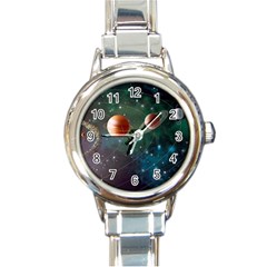 Planet Galaxy Fantasy Round Italian Charm Watch