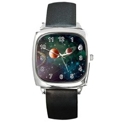 Planet Galaxy Fantasy Square Metal Watch by danenraven