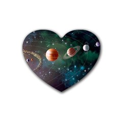 Planet Galaxy Fantasy Rubber Coaster (Heart)