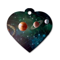 Planet Galaxy Fantasy Dog Tag Heart (One Side)