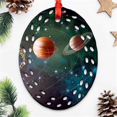 Planet Galaxy Fantasy Oval Filigree Ornament (Two Sides)