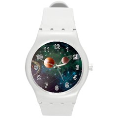 Planet Galaxy Fantasy Round Plastic Sport Watch (M)