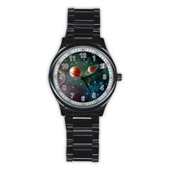 Planet Galaxy Fantasy Stainless Steel Round Watch