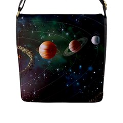 Planet Galaxy Fantasy Flap Closure Messenger Bag (l) by danenraven