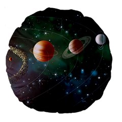 Planet Galaxy Fantasy Large 18  Premium Flano Round Cushions