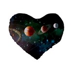 Planet Galaxy Fantasy Standard 16  Premium Flano Heart Shape Cushions Front