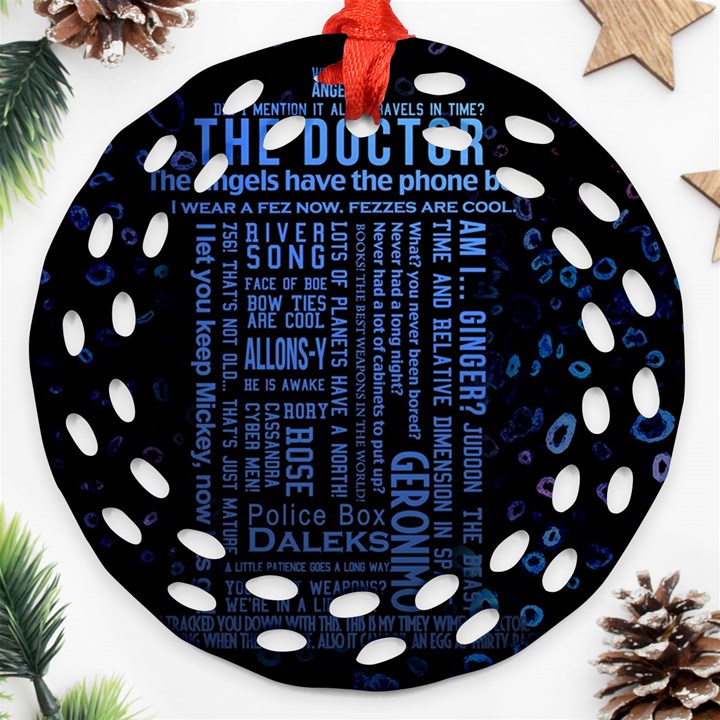 The Doctor Tardis Round Filigree Ornament (Two Sides)