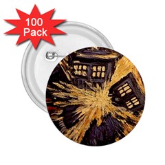 Brown And Black Abstract Painting Doctor Who Tardis Vincent Van Gogh 2 25  Buttons (100 Pack)  by danenraven