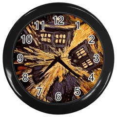 Brown And Black Abstract Painting Doctor Who Tardis Vincent Van Gogh Wall Clock (black) by danenraven