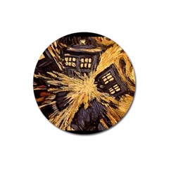 Brown And Black Abstract Painting Doctor Who Tardis Vincent Van Gogh Magnet 3  (round) by danenraven