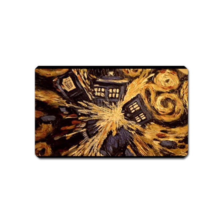 Brown And Black Abstract Painting Doctor Who Tardis Vincent Van Gogh Magnet (Name Card)