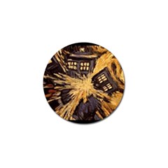 Brown And Black Abstract Painting Doctor Who Tardis Vincent Van Gogh Golf Ball Marker by danenraven