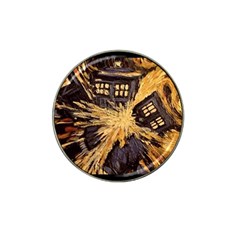 Brown And Black Abstract Painting Doctor Who Tardis Vincent Van Gogh Hat Clip Ball Marker by danenraven