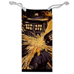 Brown And Black Abstract Painting Doctor Who Tardis Vincent Van Gogh Jewelry Bag by danenraven