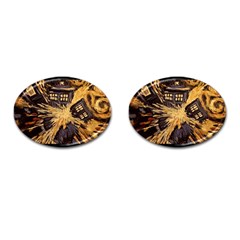 Brown And Black Abstract Painting Doctor Who Tardis Vincent Van Gogh Cufflinks (oval) by danenraven