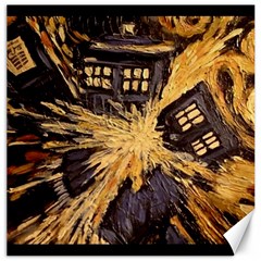 Brown And Black Abstract Painting Doctor Who Tardis Vincent Van Gogh Canvas 16  X 16  by danenraven